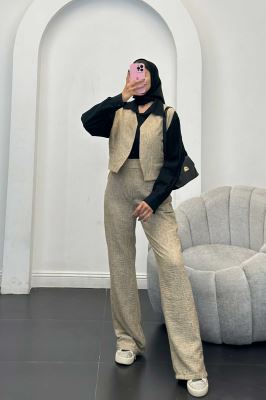 ست جلیقه و شلوار شانتون برفکی تاتیانا