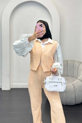 ست جلیقه و شلوار شانتون برفکی تاتیانا