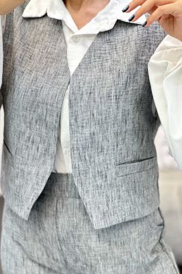 ست جلیقه و شلوار شانتون برفکی تاتیانا