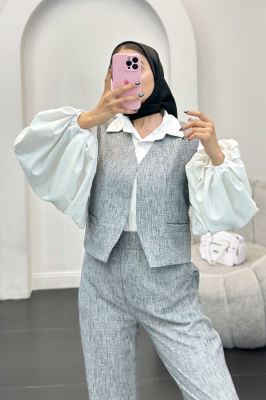 ست جلیقه و شلوار شانتون برفکی تاتیانا