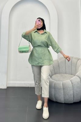 مانتو کمر گت دار شانتون برفکی برلیان