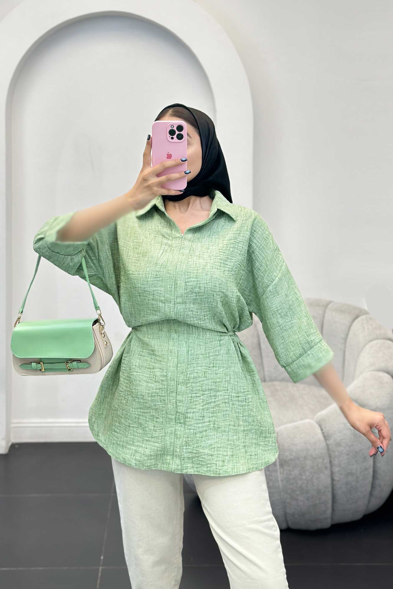 مانتو کمر گت دار شانتون برفکی برلیان