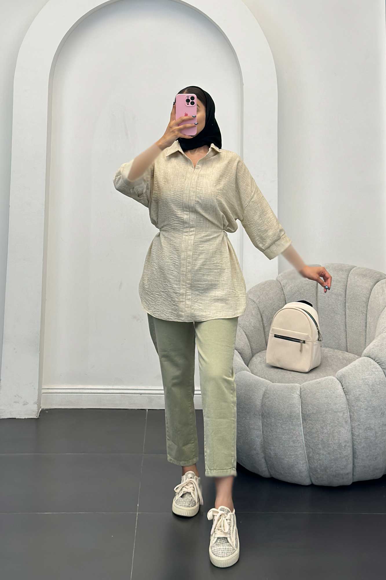 مانتو کمر گت دار شانتون برفکی برلیان