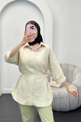 مانتو کمر گت دار شانتون برفکی برلیان