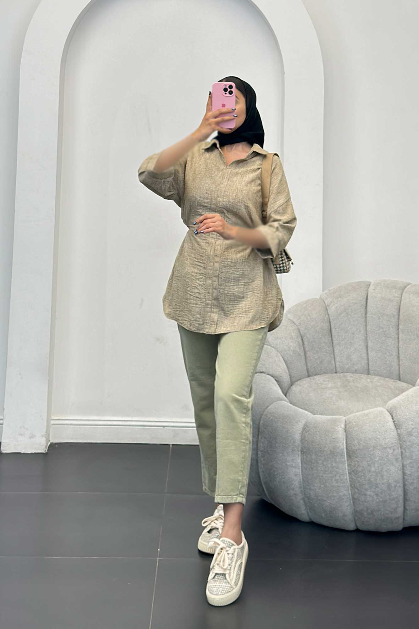 مانتو کمر گت دار شانتون برفکی برلیان