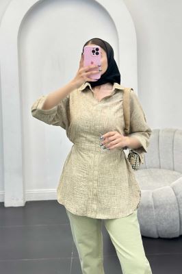 مانتو کمر گت دار شانتون برفکی برلیان