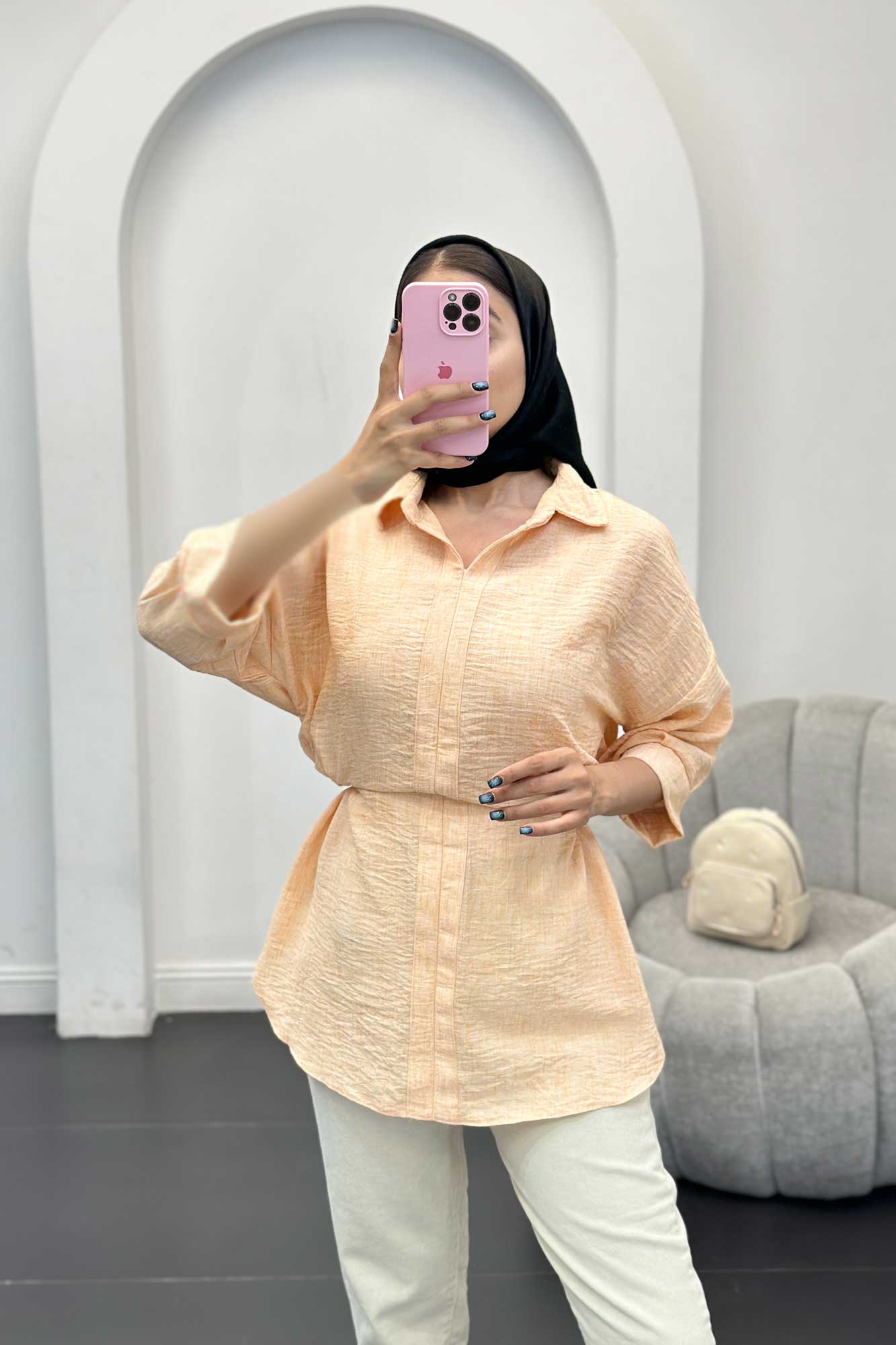 مانتو کمر گت دار شانتون برفکی برلیان