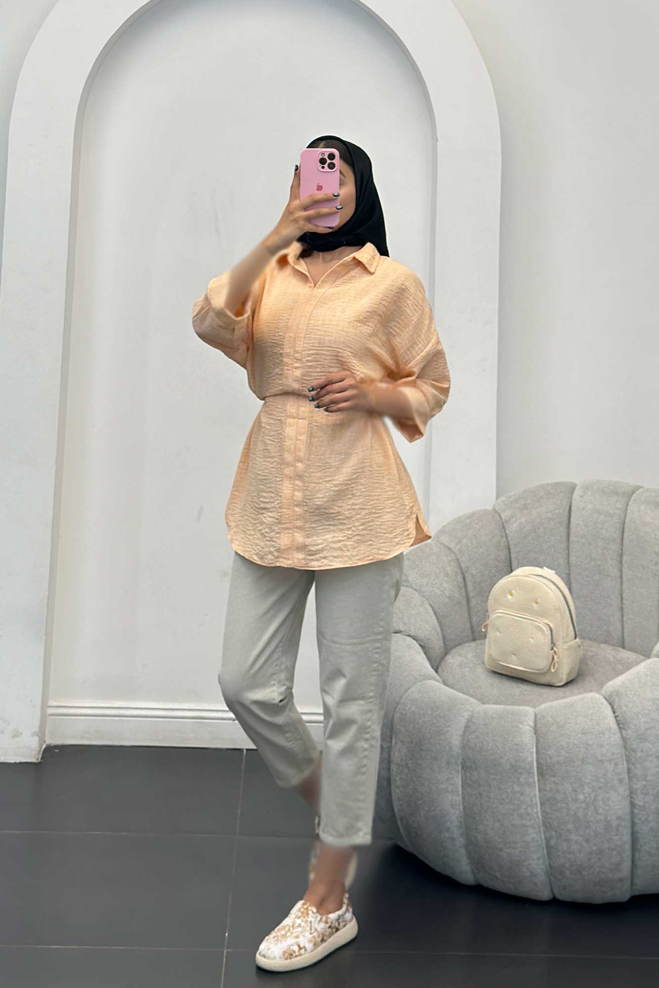 مانتو کمر گت دار شانتون برفکی برلیان