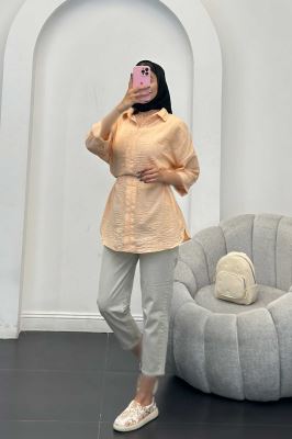 مانتو کمر گت دار شانتون برفکی برلیان