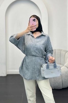 مانتو کمر گت دار شانتون برفکی برلیان