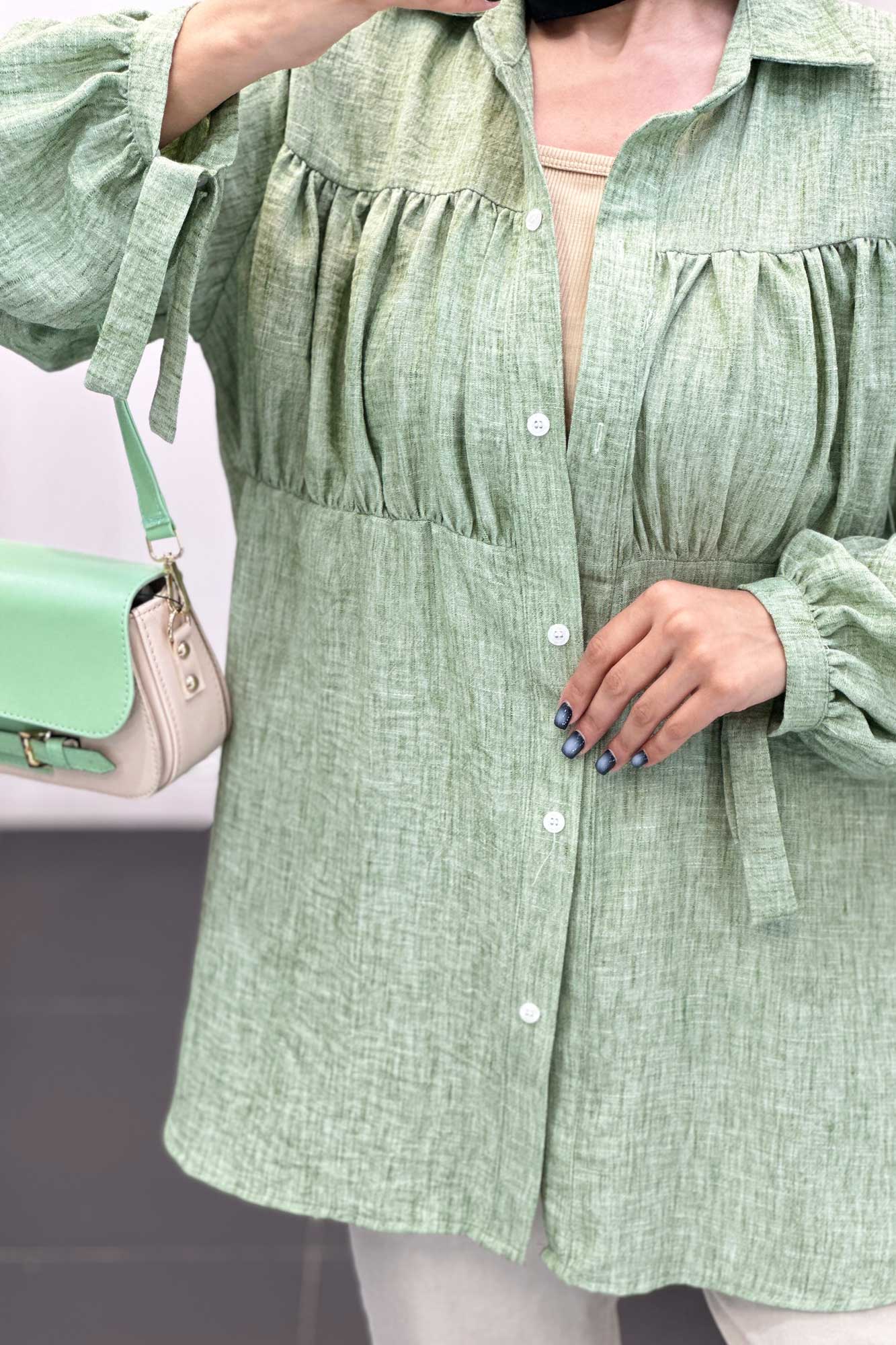 مانتو جلو چین شانتون آستین بند دار فلورانس