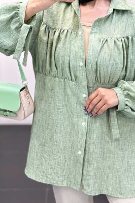 مانتو جلو چین شانتون آستین بند دار فلورانس