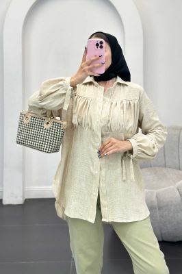 مانتو جلو چین شانتون آستین بند دار فلورانس