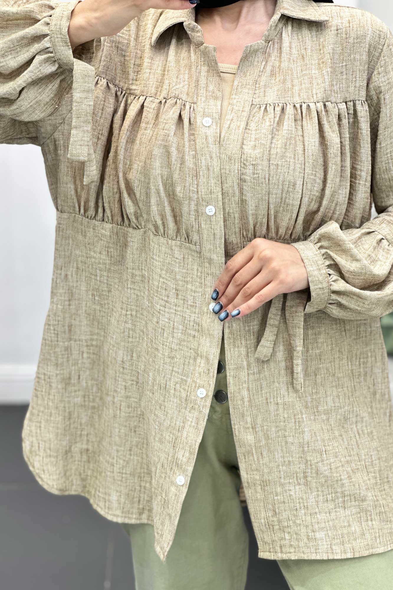 مانتو جلو چین شانتون آستین بند دار فلورانس