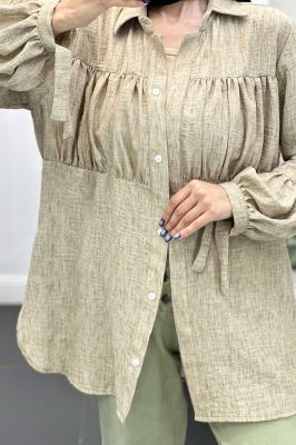 مانتو جلو چین شانتون آستین بند دار فلورانس