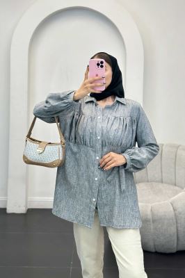 مانتو جلو چین شانتون آستین بند دار فلورانس