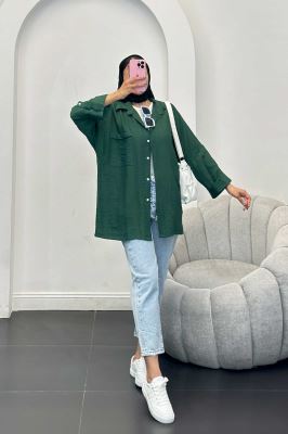 مانتو کرسپو آستین پاگون پشت دکمه دار