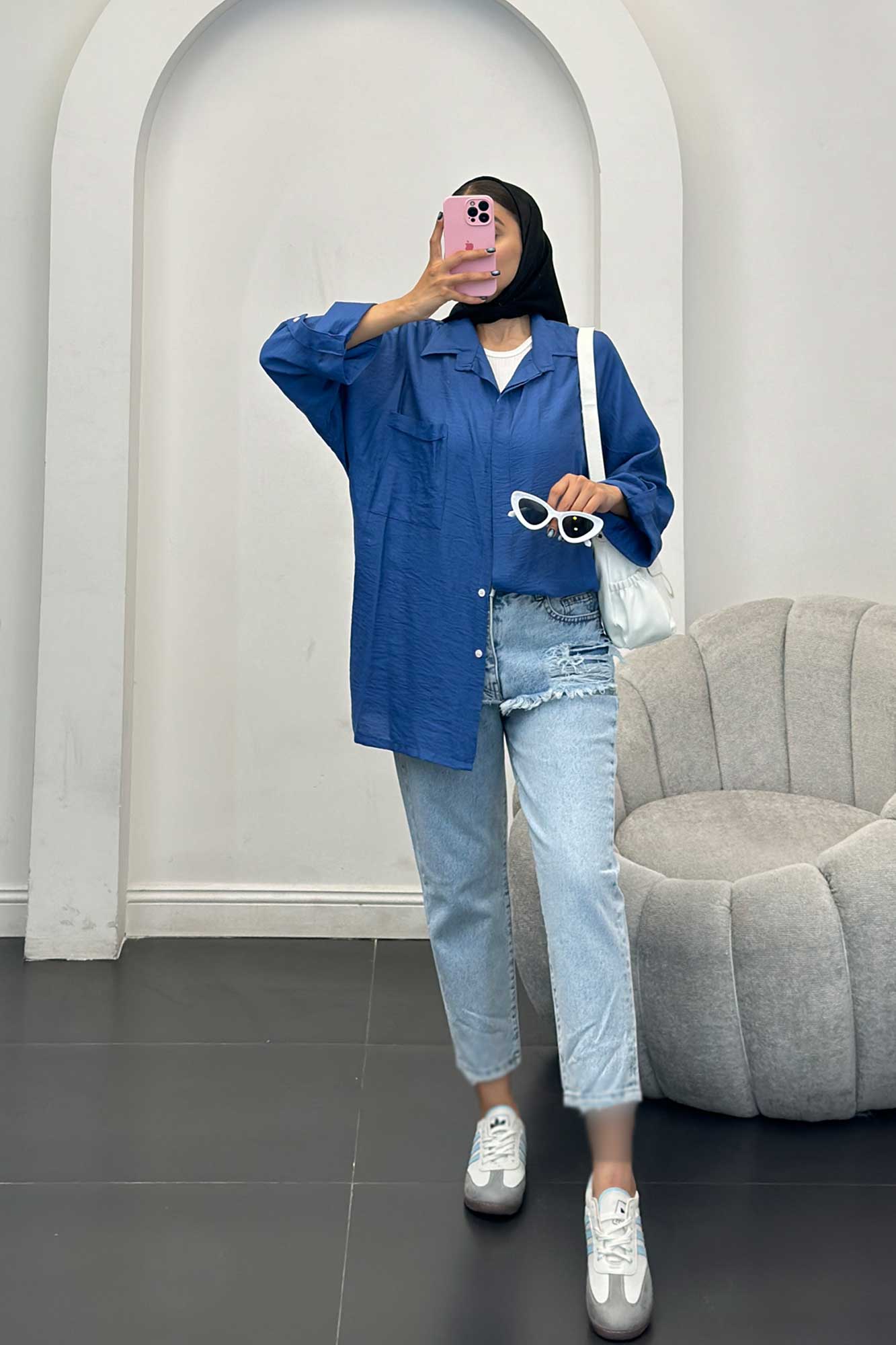 مانتو کرسپو آستین پاگون پشت دکمه دار