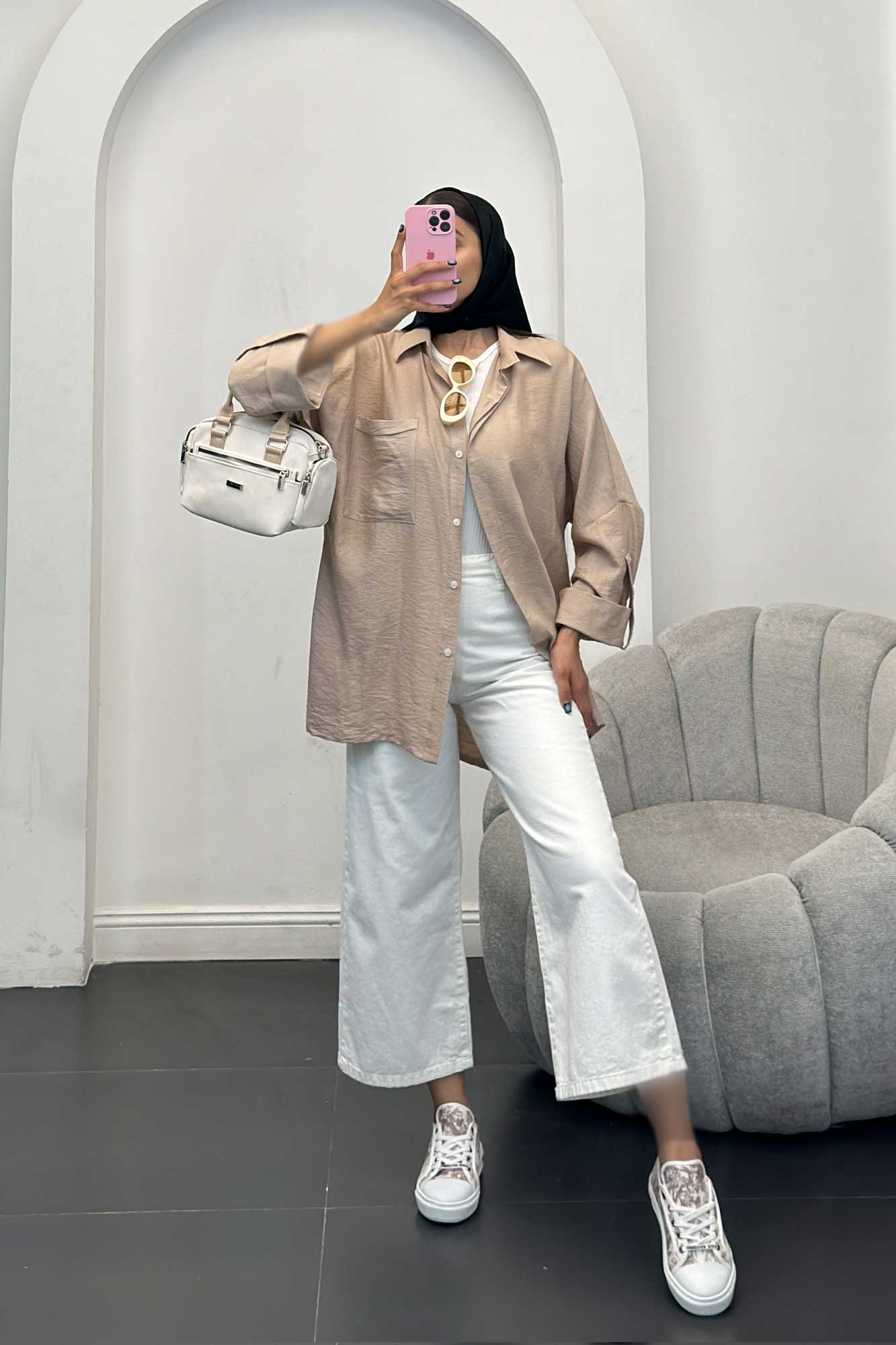 مانتو کرسپو آستین پاگون پشت دکمه دار