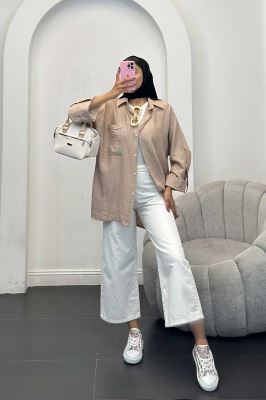 مانتو کرسپو آستین پاگون پشت دکمه دار