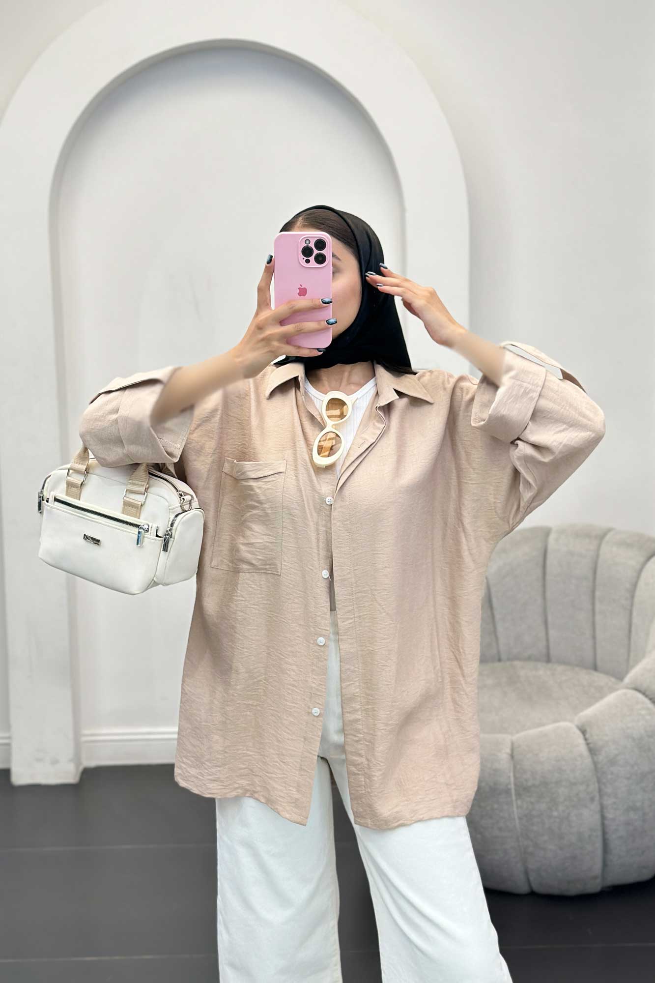 مانتو کرسپو آستین پاگون پشت دکمه دار