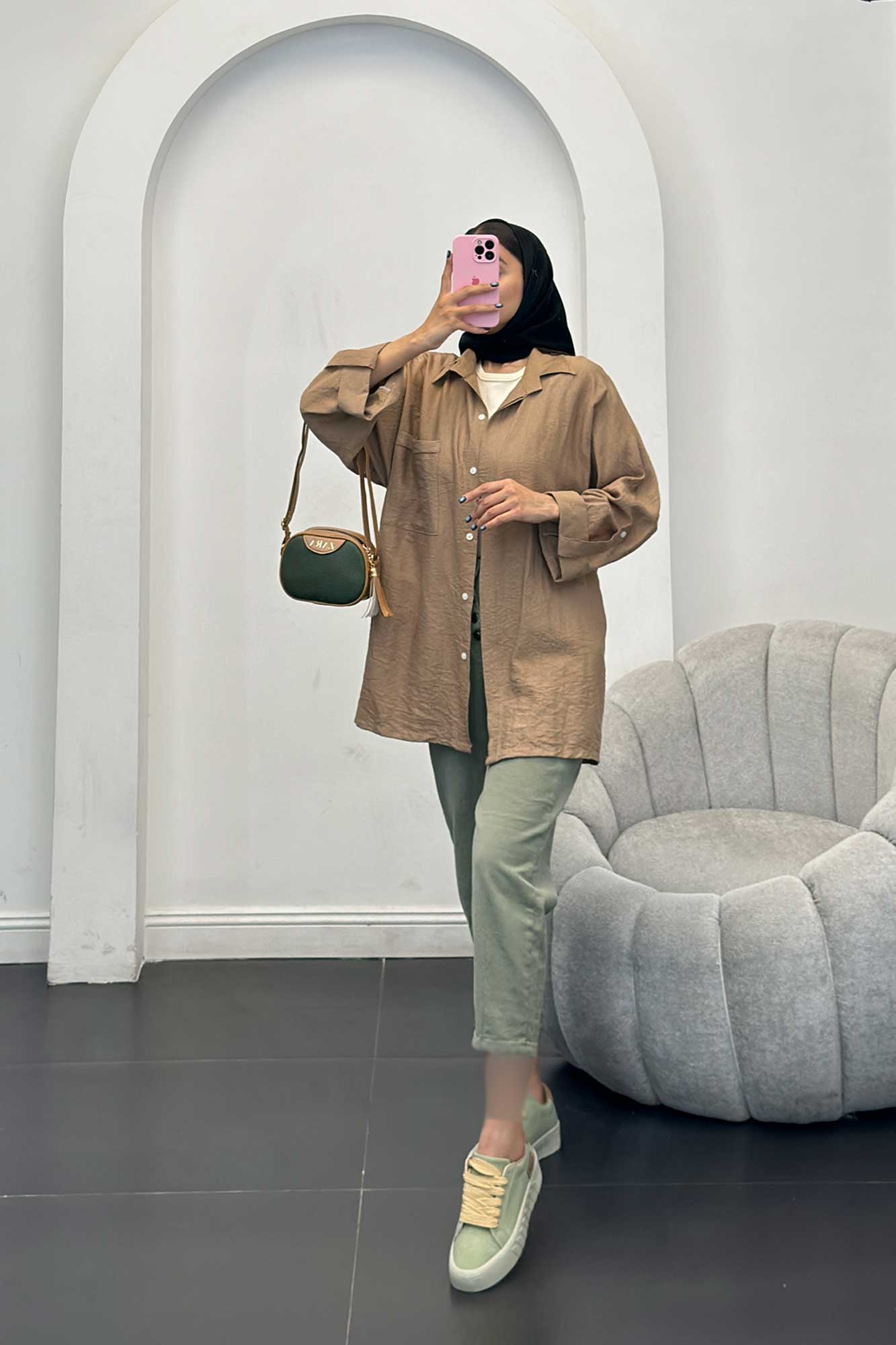 مانتو کرسپو آستین پاگون پشت دکمه دار