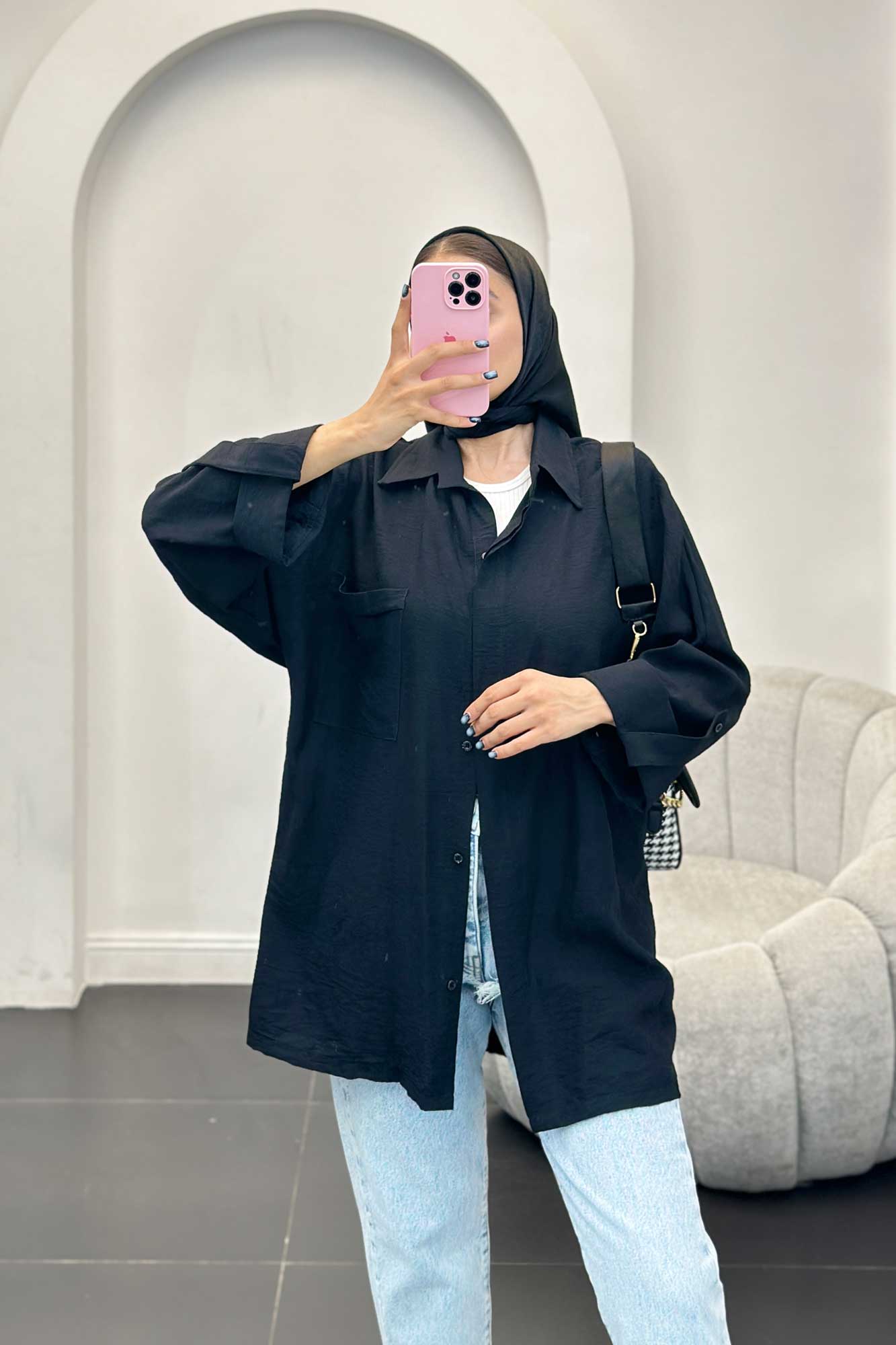 مانتو کرسپو آستین پاگون پشت دکمه دار