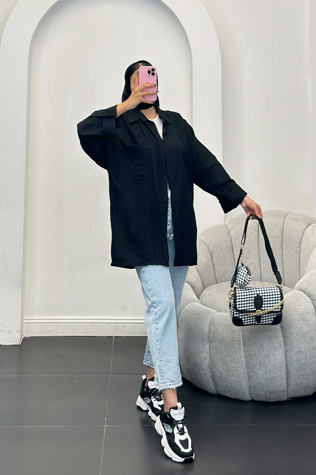 مانتو کرسپو آستین پاگون پشت دکمه دار