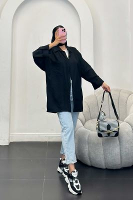 مانتو کرسپو آستین پاگون پشت دکمه دار