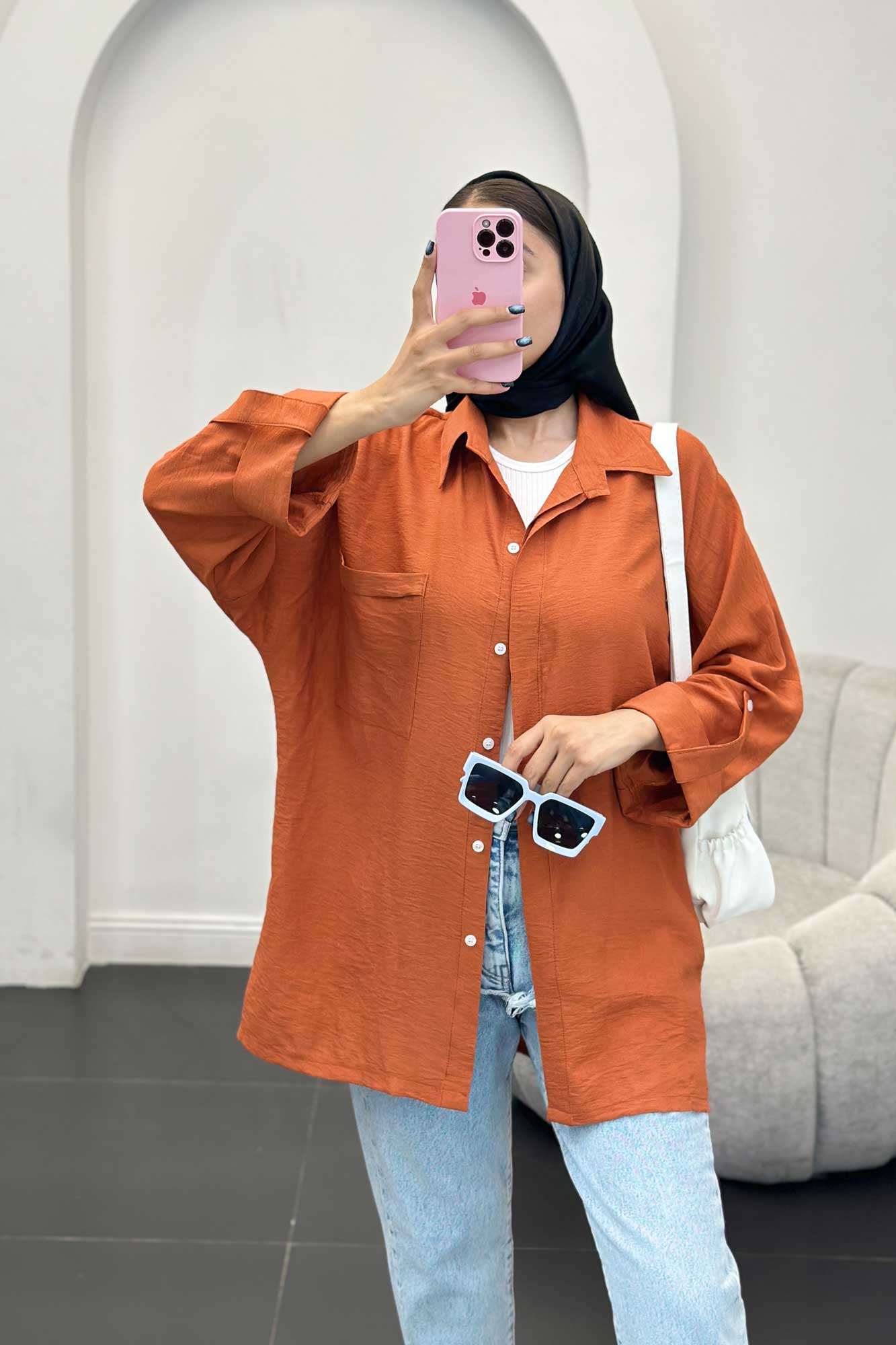 مانتو کرسپو آستین پاگون پشت دکمه دار