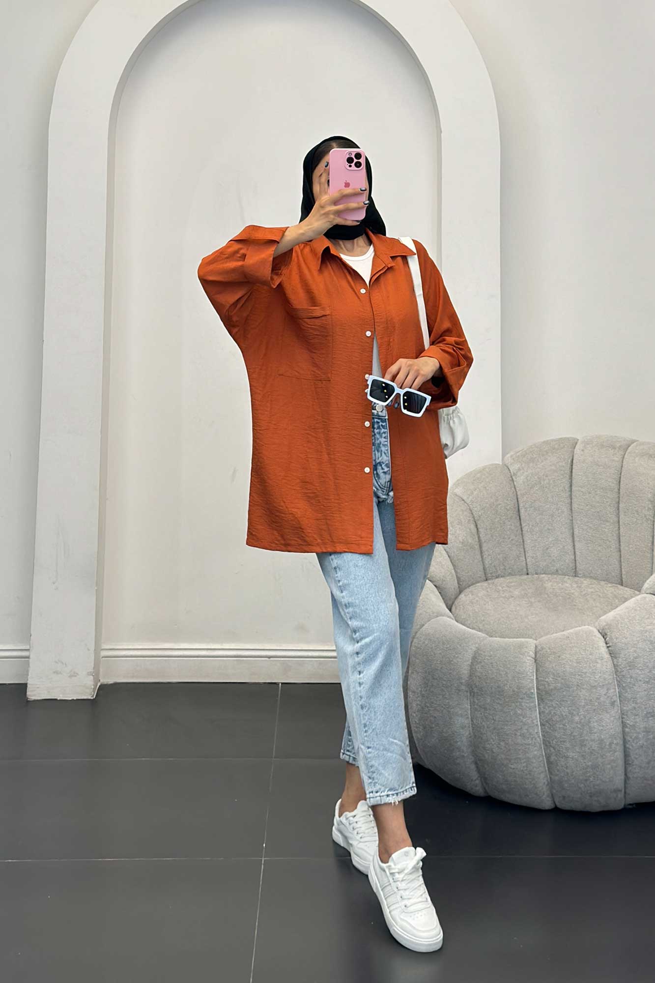 مانتو کرسپو آستین پاگون پشت دکمه دار