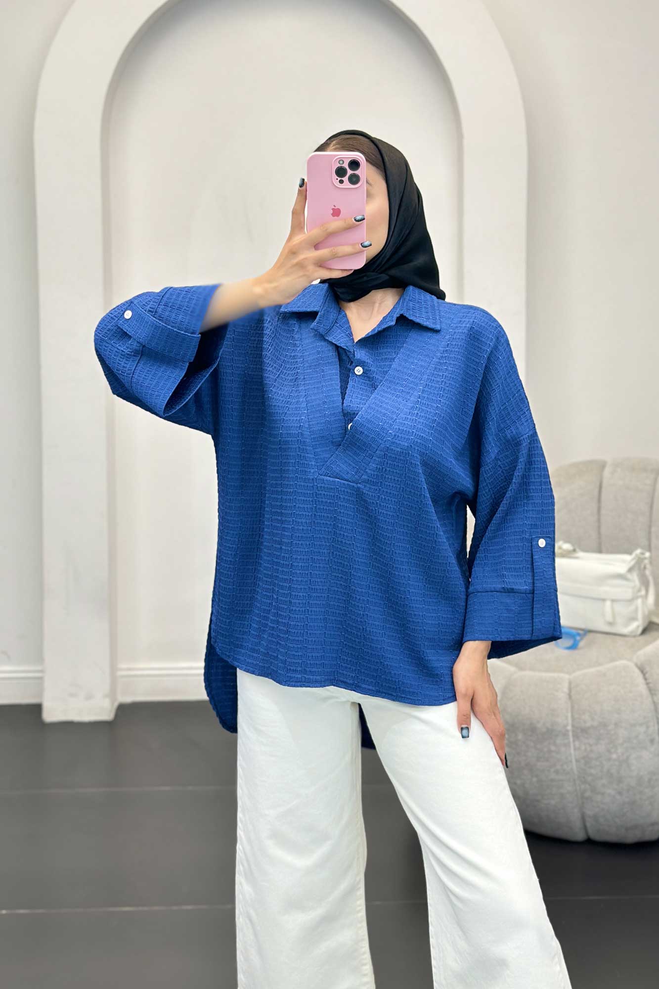 مانتو دو یقه نوا پشت بلند