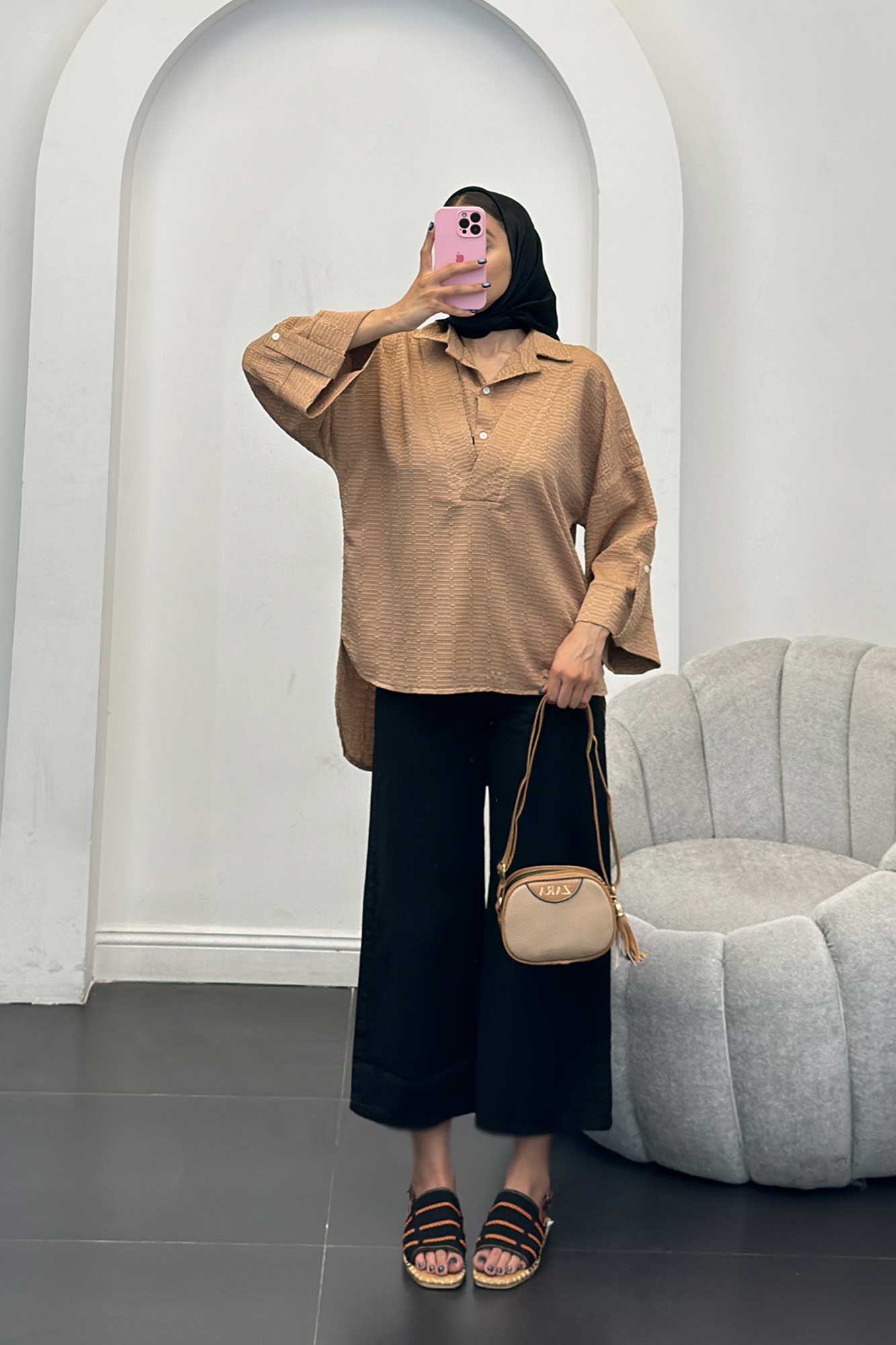 مانتو دو یقه نوا پشت بلند