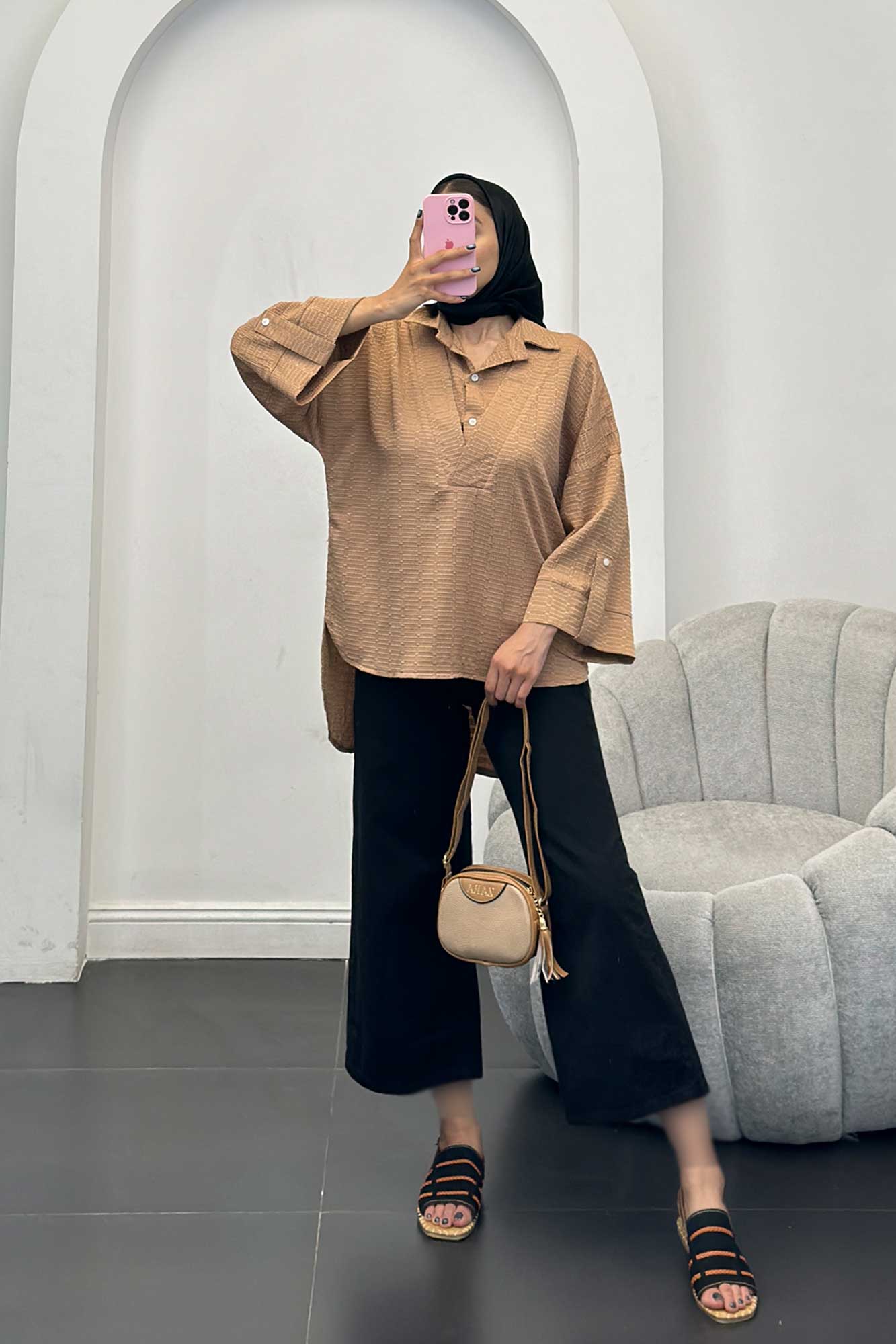 مانتو دو یقه نوا پشت بلند