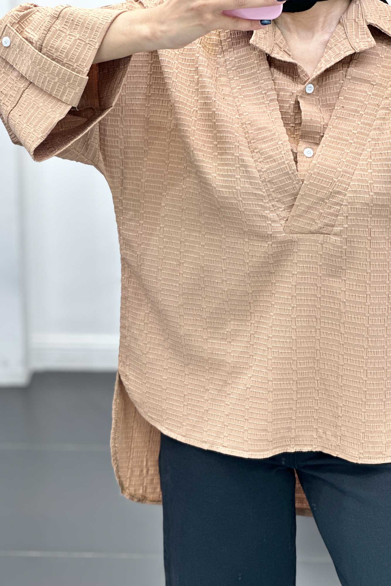 مانتو دو یقه نوا پشت بلند