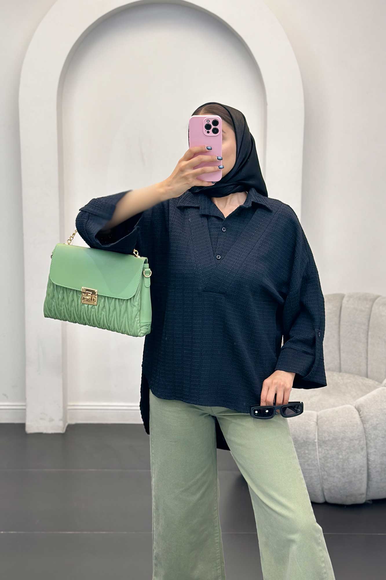 مانتو دو یقه نوا پشت بلند