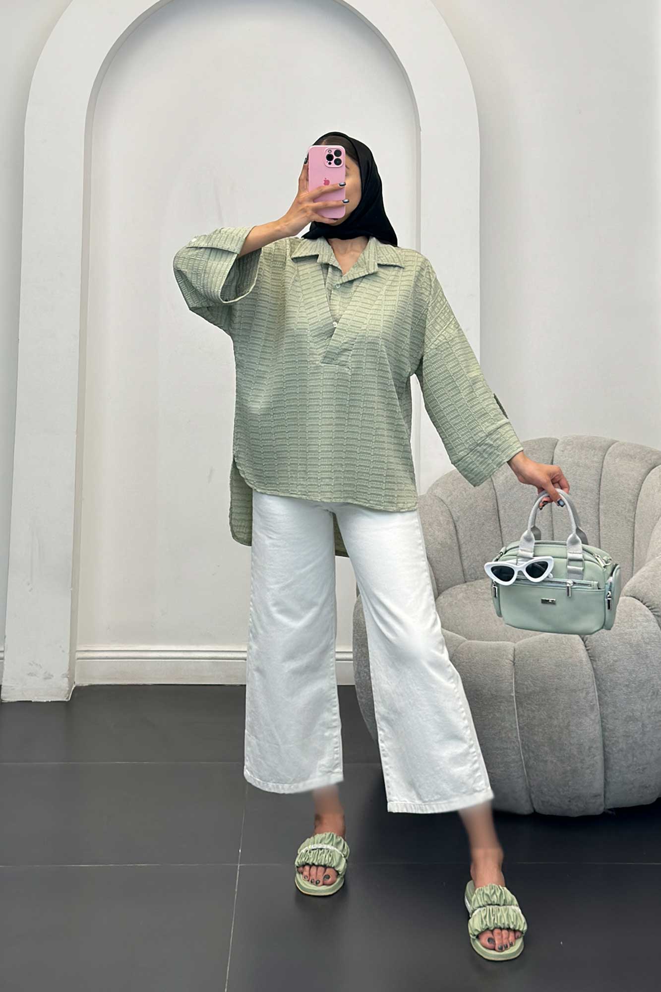 مانتو دو یقه نوا پشت بلند