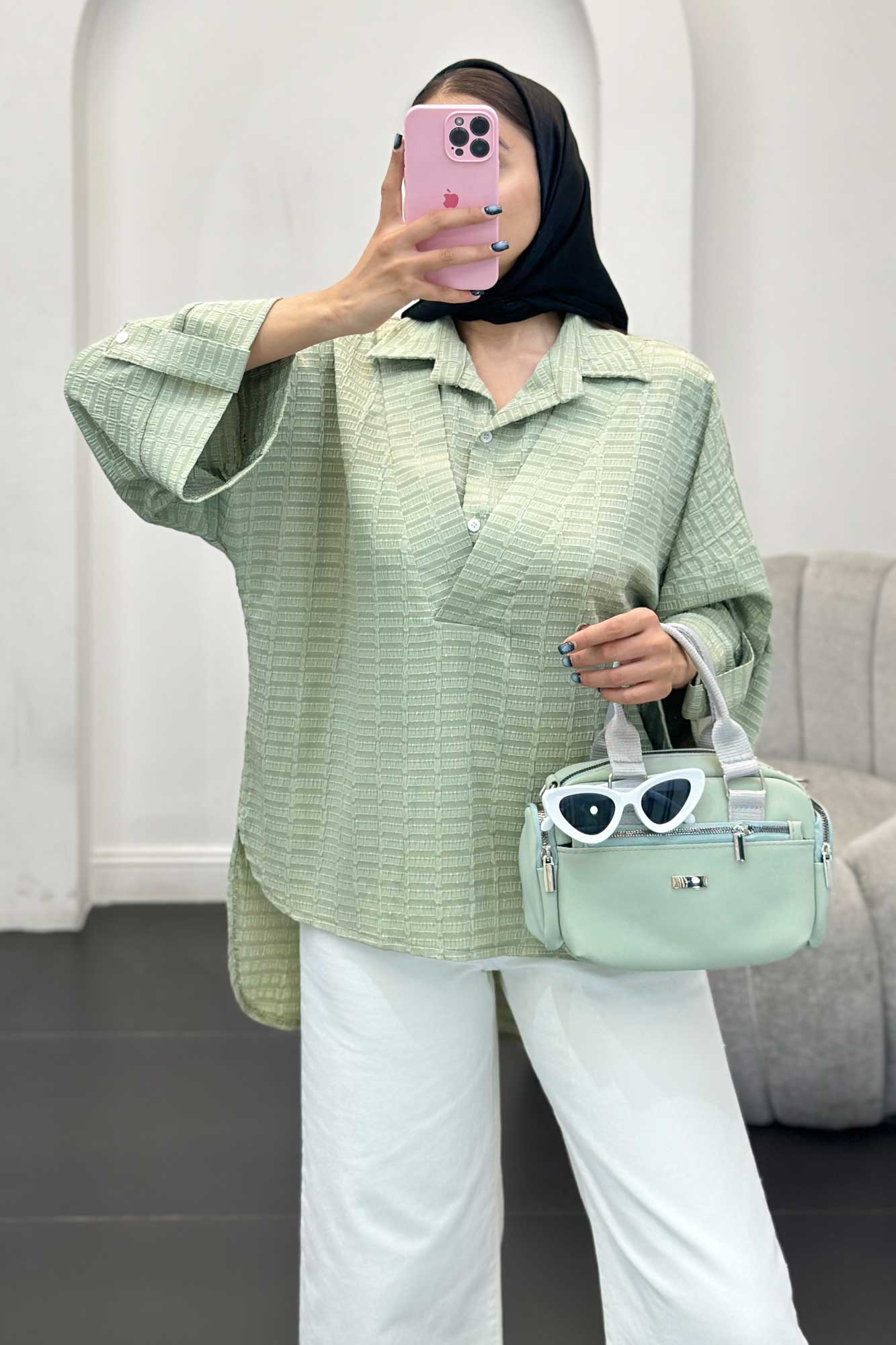 مانتو دو یقه نوا پشت بلند