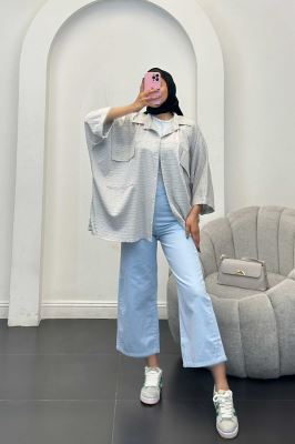 مانتو دو جیب پاکتی نوا آستین کیمونو