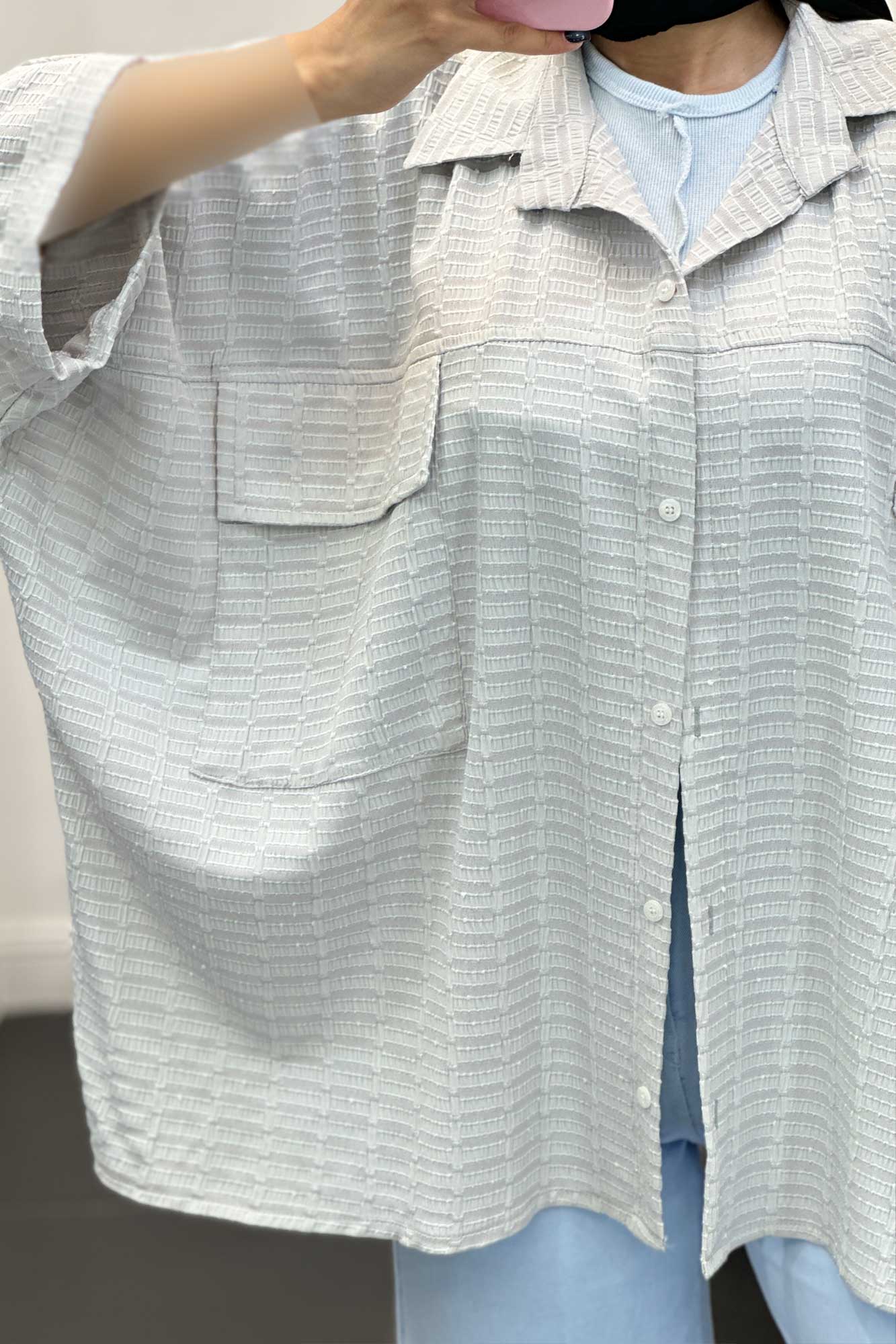 مانتو دو جیب پاکتی نوا آستین کیمونو