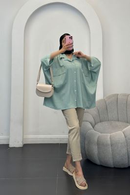 مانتو دو جیب پاکتی نوا آستین کیمونو