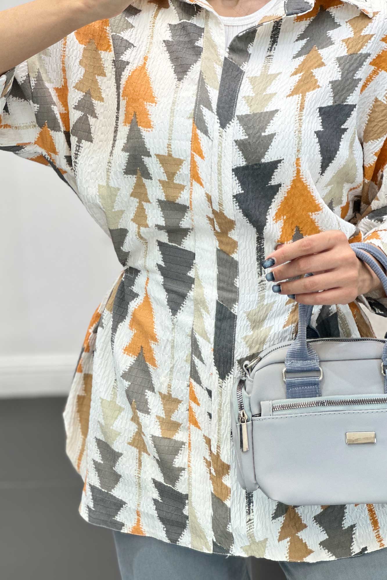 مانتو کراش جناقی کمرگت دار