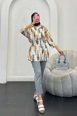 مانتو کراش جناقی کمرگت دار