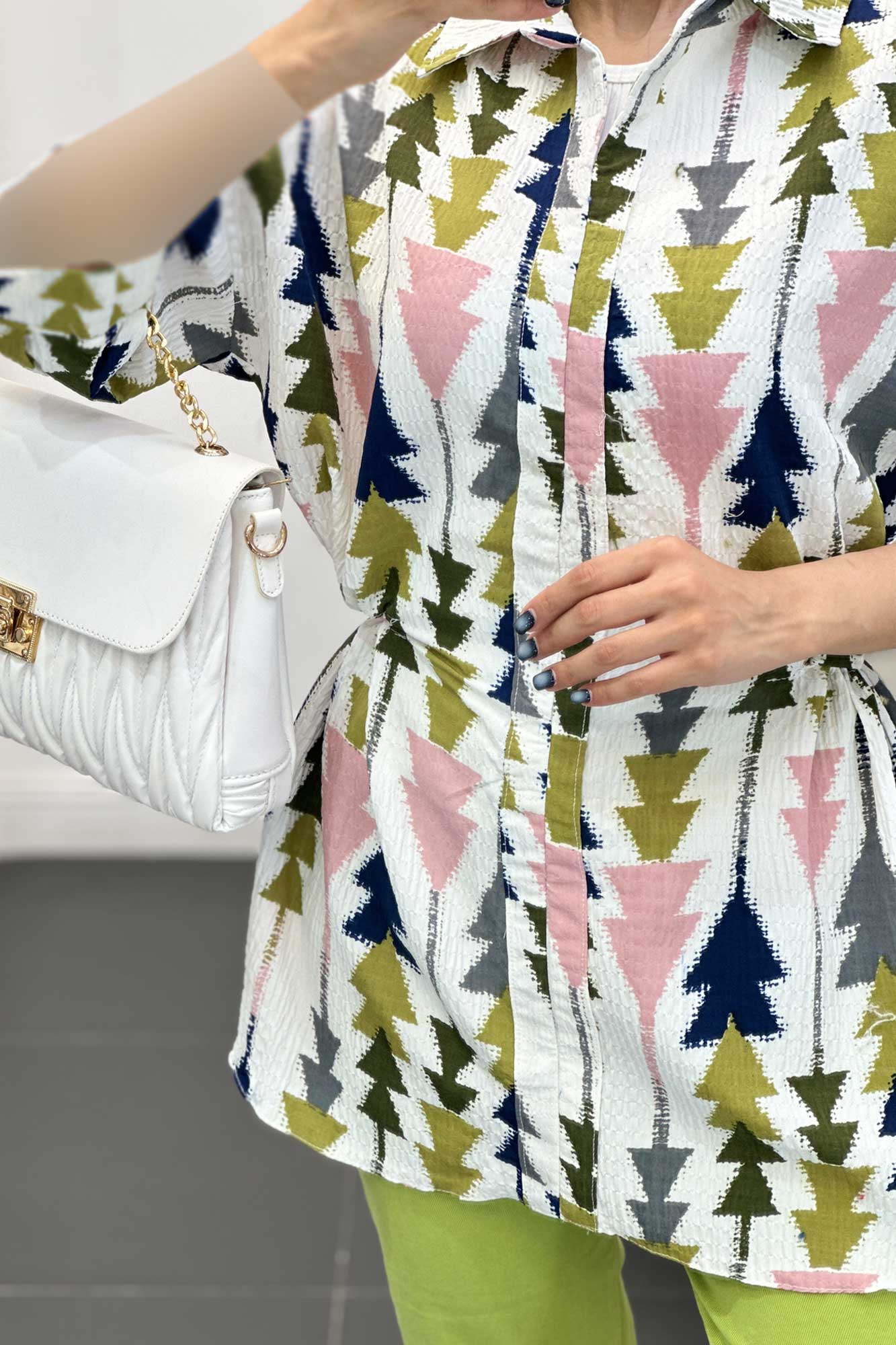 مانتو کراش جناقی کمرگت دار