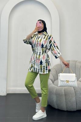 مانتو کراش جناقی کمرگت دار