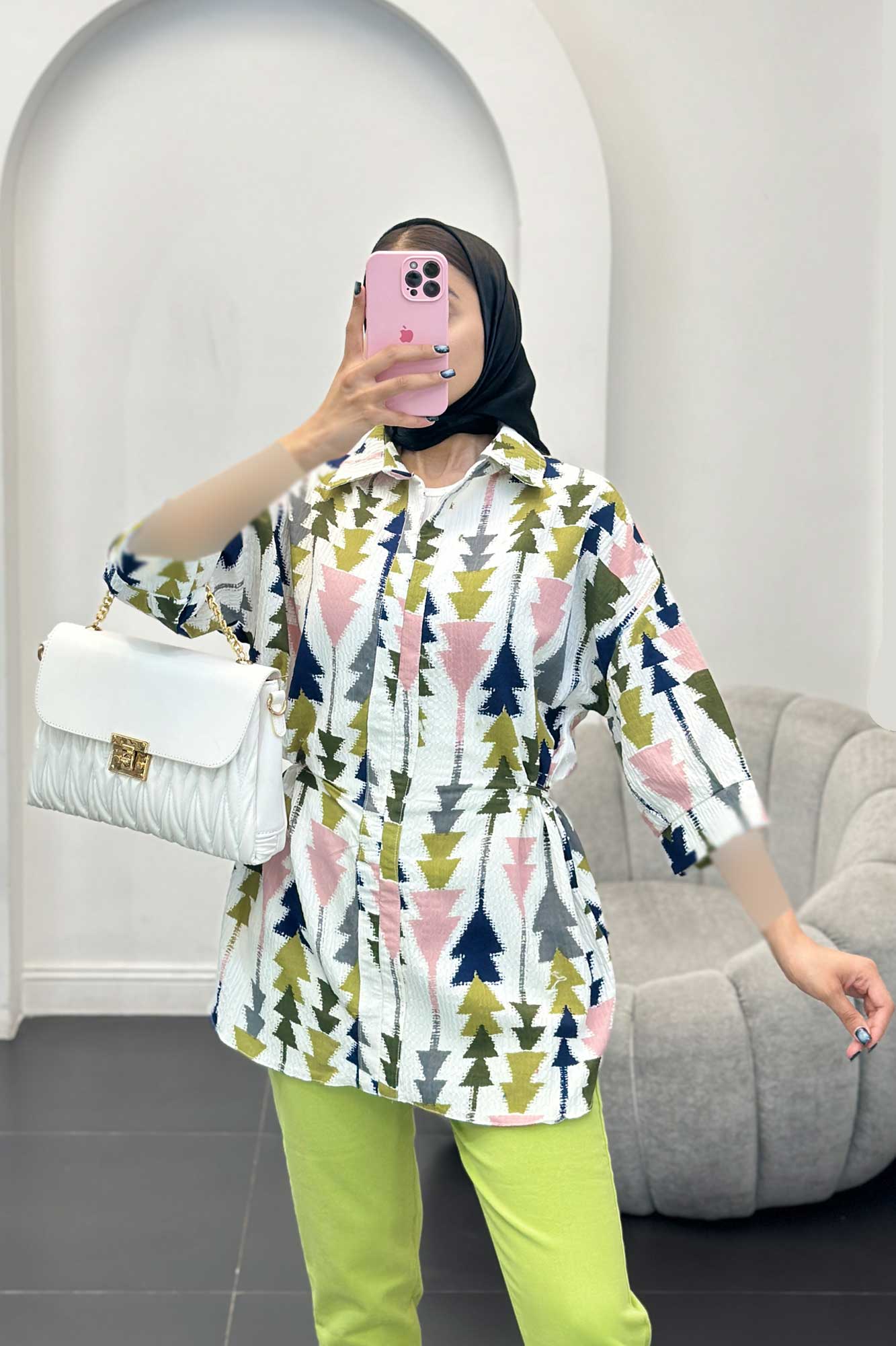 مانتو کراش جناقی کمرگت دار