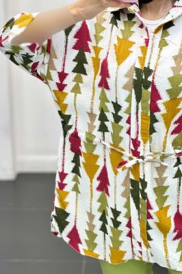 مانتو کراش جناقی کمرگت دار