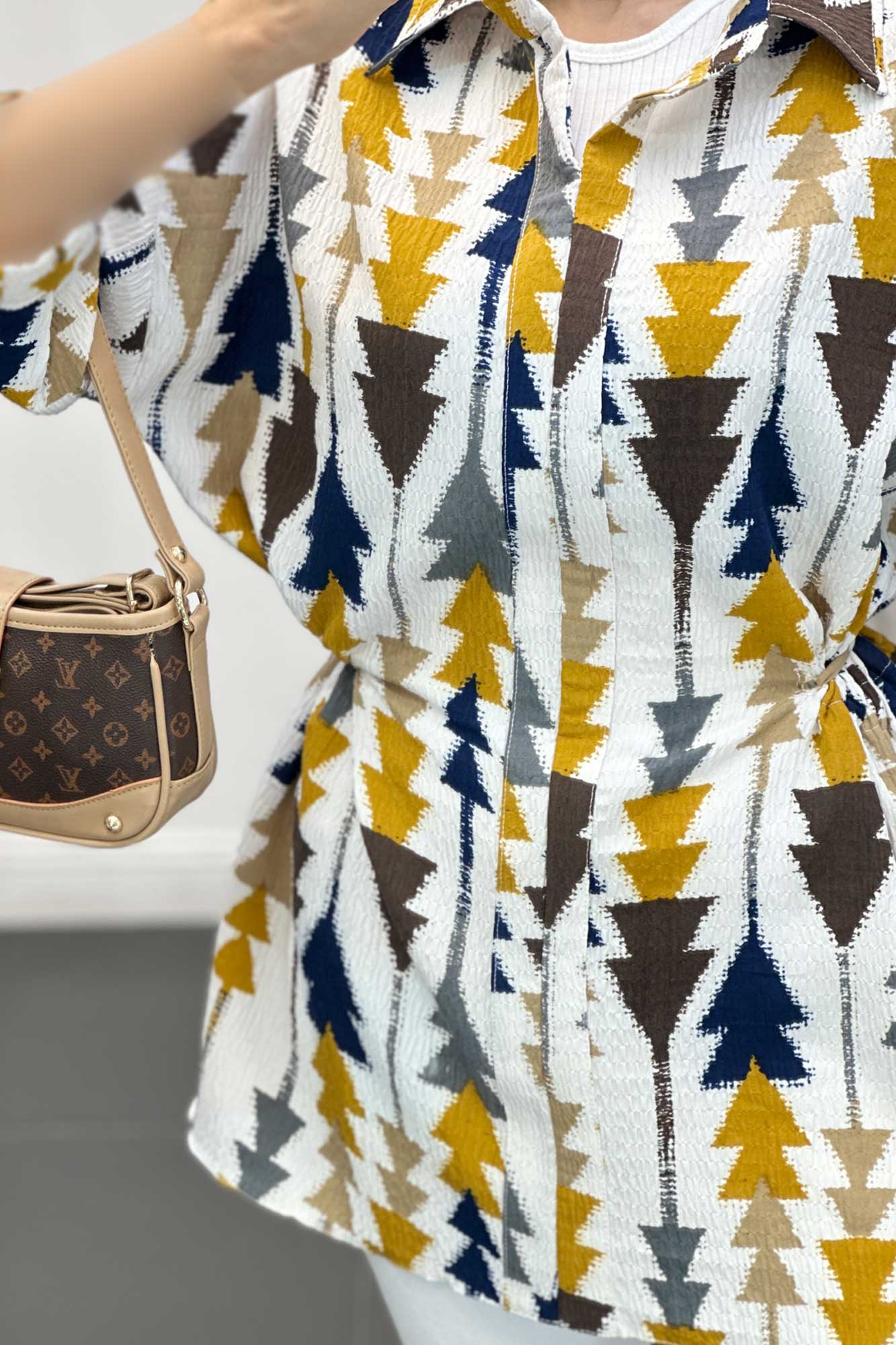 مانتو کراش جناقی کمرگت دار