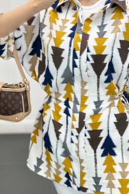 مانتو کراش جناقی کمرگت دار