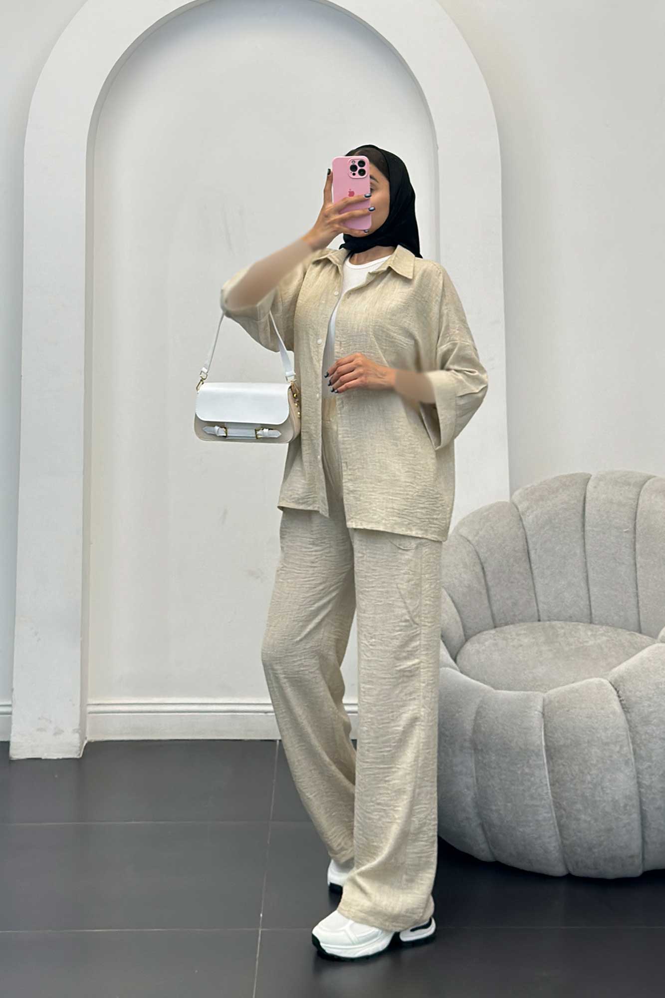 ست مانتو و شلوار شانتون برفکی باروج